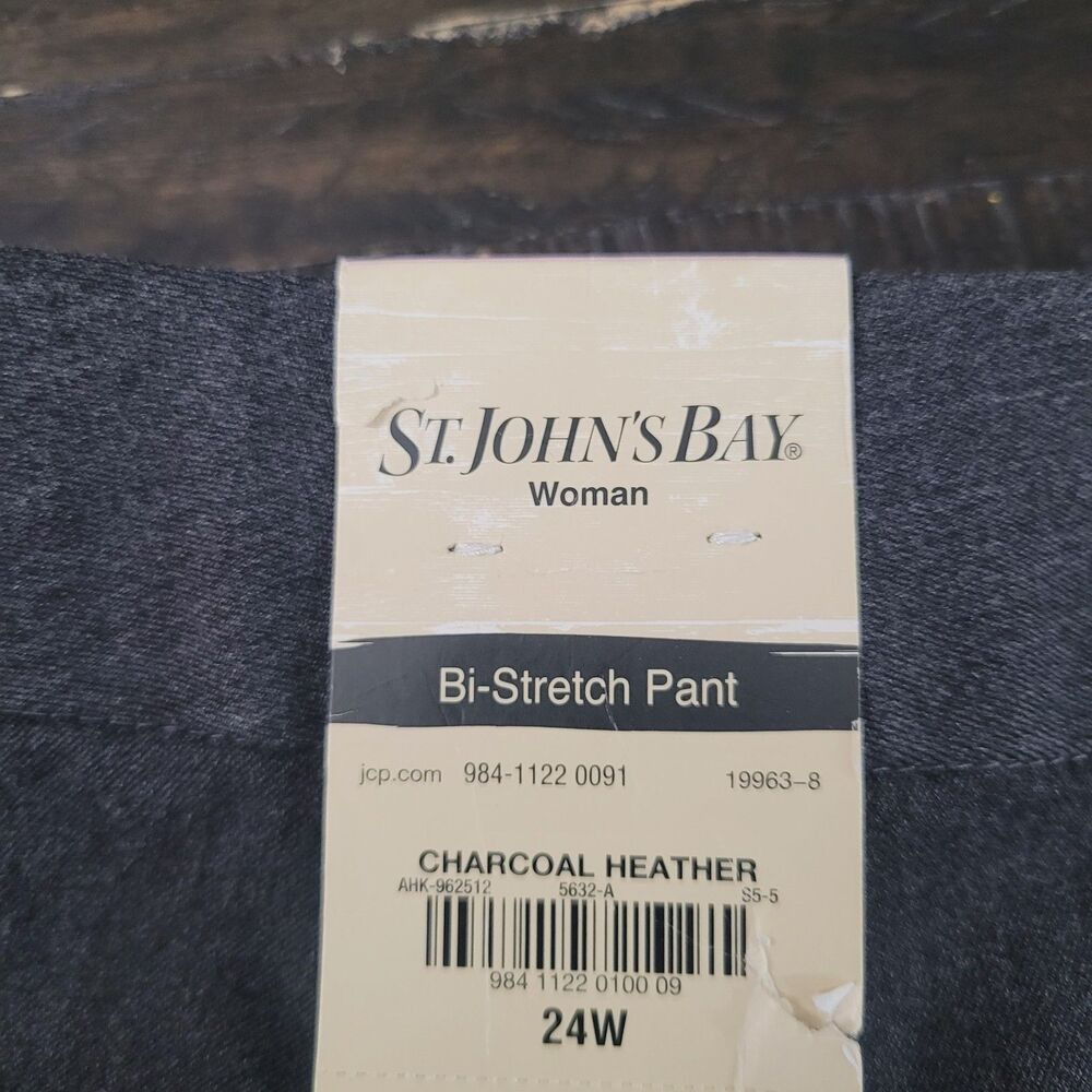 New St. John's Bay Women's Bi-Stretch Pants Charcoal Heather 24W Business Casual - Picture 9 of 11